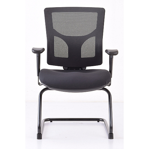 Lorell Conjure Guest Chair Fabric, Polyurethane Foam Seat Material - Mesh Back Material - Mid Back - Sled Base - Black - 1 Each (LLR62009)