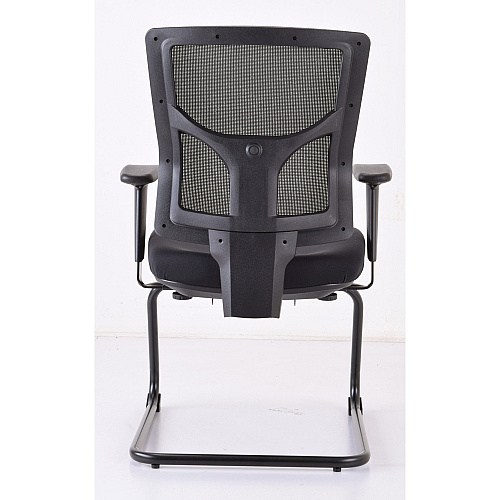 Lorell Conjure Guest Chair Fabric, Polyurethane Foam Seat Material - Mesh Back Material - Mid Back - Sled Base - Black - 1 Each (LLR62009)