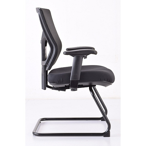 Lorell Conjure Guest Chair Fabric, Polyurethane Foam Seat Material - Mesh Back Material - Mid Back - Sled Base - Black - 1 Each (LLR62009)