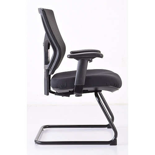 Lorell Conjure Guest Chair Fabric, Polyurethane Foam Seat Material - Mesh Back Material - Mid Back - Sled Base - Black - 1 Each (LLR62009)