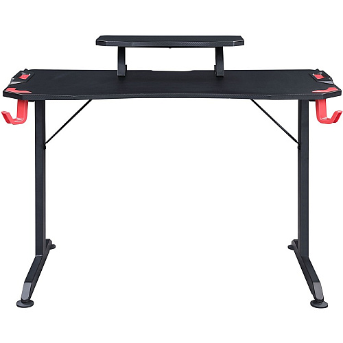 Lorell Gaming Desk Powder Coated Base - 127 lb Capacity - 36" Height x 48" Width x 26" Depth - Assembly Required - Black - Medium Density Fiberboard (MDF), Polyvinyl Chloride (PVC), Melamine, Carbon Fiber Top Material - 1 Each (LLR84393)