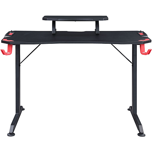 Lorell Gaming Desk Powder Coated Base - 127 lb Capacity - 36" Height x 48" Width x 26" Depth - Assembly Required - Black - Medium Density Fiberboard (MDF), Polyvinyl Chloride (PVC), Melamine, Carbon Fiber Top Material - 1 Each (LLR84393)
