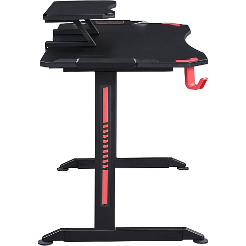 Lorell Gaming Desk Powder Coated Base - 127 lb Capacity - 36" Height x 48" Width x 26" Depth - Assembly Required - Black - Medium Density Fiberboard (MDF), Polyvinyl Chloride (PVC), Melamine, Carbon Fiber Top Material - 1 Each (LLR84393)