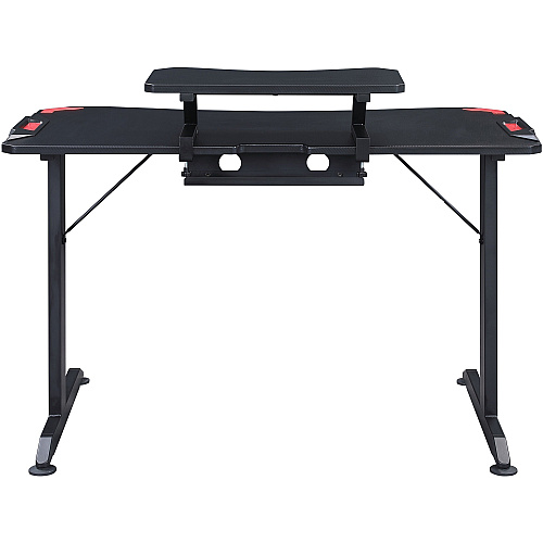 Lorell Gaming Desk Powder Coated Base - 127 lb Capacity - 36" Height x 48" Width x 26" Depth - Assembly Required - Black - Medium Density Fiberboard (MDF), Polyvinyl Chloride (PVC), Melamine, Carbon Fiber Top Material - 1 Each (LLR84393)