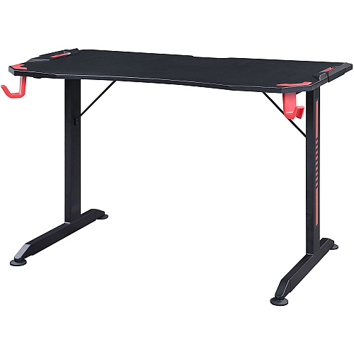 Lorell Gaming Desk Powder Coated Base - 127 lb Capacity - 36" Height x 48" Width x 26" Depth - Assembly Required - Black - Medium Density Fiberboard (MDF), Polyvinyl Chloride (PVC), Melamine, Carbon Fiber Top Material - 1 Each (LLR84393)