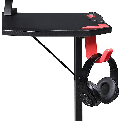 Lorell Gaming Desk Powder Coated Base - 127 lb Capacity - 36" Height x 48" Width x 26" Depth - Assembly Required - Black - Medium Density Fiberboard (MDF), Polyvinyl Chloride (PVC), Melamine, Carbon Fiber Top Material - 1 Each (LLR84393)