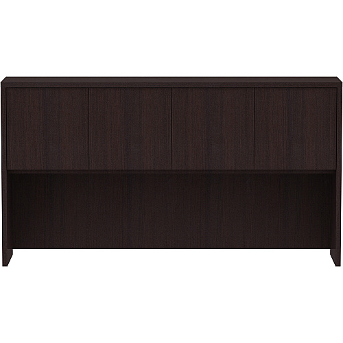 Lorell Essentials Series Stack-on Hutch with Doors 36" Height x 66" Width x 15" Depth - 4 Door(s) - Finish: Espresso Laminate (LLR18269)