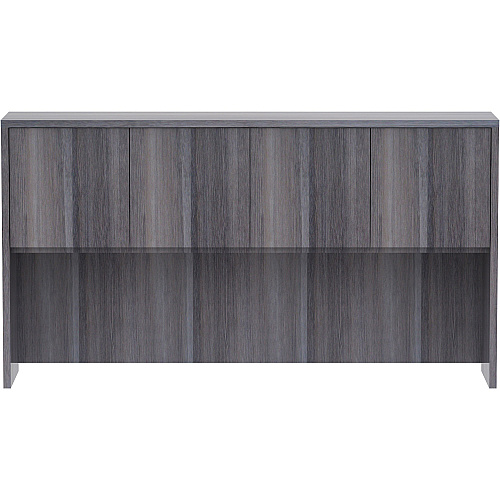 Lorell Essentials Series Stack-on Hutch with Doors 36" Height x 66" Width x 15" Depth - 4 Door(s) - Finish: Weathered Charcoal Laminate (LLR69619)