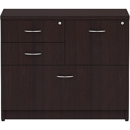 Lorell Essentials Series Box/Box/File Lateral File 29.5" Height x 35.5" Width x 22" Depth Lateral File, x 1" Thickness Side Panel - 4 x File, Box Drawer(s) - Finish: Espresso Laminate (LLR18273)