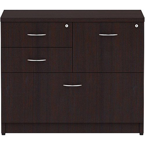 Lorell Essentials Series Box/Box/File Lateral File 29.5" Height x 35.5" Width x 22" Depth Lateral File, x 1" Thickness Side Panel - 4 x File, Box Drawer(s) - Finish: Espresso Laminate (LLR18273)