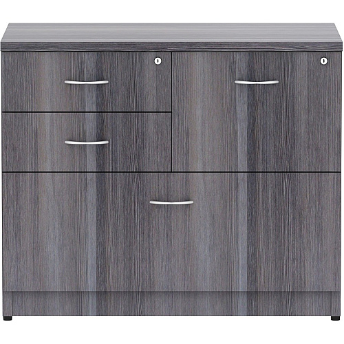 Lorell Essentials Series Box/Box/File Lateral File 29.5" Height x 35.5" Width x 22" Depth Lateral File, x 1" Thickness Top - 4 x File, Box Drawer(s) - Finish: Weathered Charcoal Laminate (LLR69623)