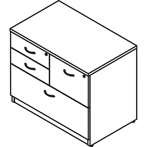 Lorell Essentials Series Box/Box/File Lateral File 29.5" Height x 35.5" Width x 22" Depth Lateral File, x 1" Thickness Top - 4 x File, Box Drawer(s) - Finish: Weathered Charcoal Laminate (LLR69623)