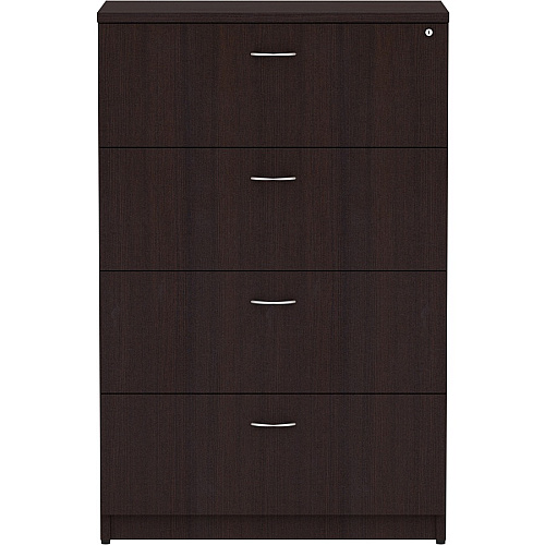 Lorell Essentials Series 4-Drawer Lateral File 54.8" Height x 35.5" Width x 22" Depth Lateral File, x 1" Thickness Top - 4 x File Drawer(s) - Finish: Espresso Laminate (LLR18274)