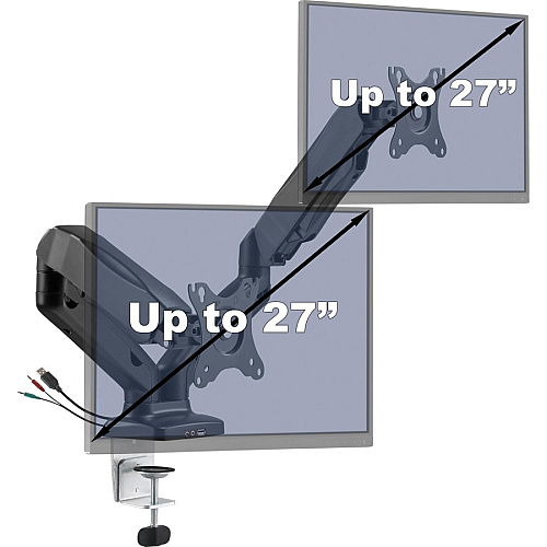 Lorell Mounting Arm for Monitor - Black Height Adjustable - 2 Display(s) Supported - 14.30 lb Load Capacity - 75 x 75, 100 x 100 - 1 Each (LLR99801)