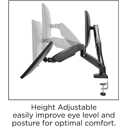 Lorell Mounting Arm for Monitor - Black Height Adjustable - 2 Display(s) Supported - 14.30 lb Load Capacity - 75 x 75, 100 x 100 - 1 Each (LLR99801)