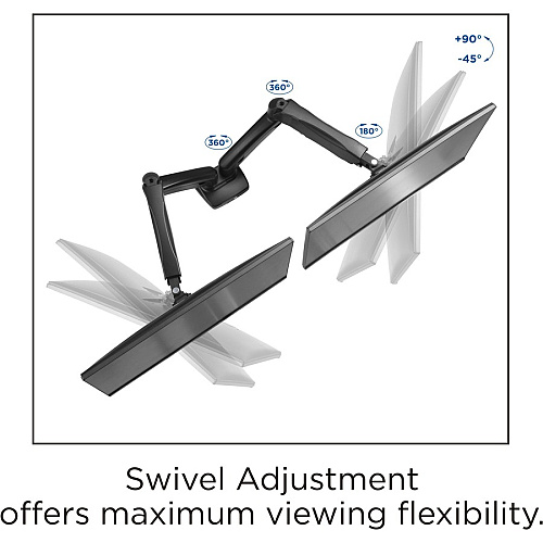 Lorell Mounting Arm for Monitor - Black Height Adjustable - 2 Display(s) Supported - 14.30 lb Load Capacity - 75 x 75, 100 x 100 - 1 Each (LLR99801)
