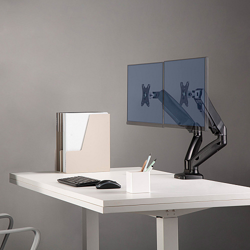 Lorell Mounting Arm for Monitor - Black Height Adjustable - 2 Display(s) Supported - 14.30 lb Load Capacity - 75 x 75, 100 x 100 - 1 Each (LLR99801)