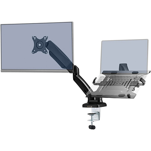 Lorell Mounting Arm for Monitor - Black Height Adjustable - 2 Display(s) Supported - 14.30 lb Load Capacity - 75 x 75, 100 x 100 - 1 Each (LLR99801)