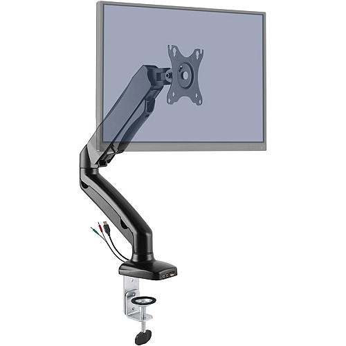 Lorell Mounting Arm for Monitor - Black Height Adjustable - 1 Display(s) Supported - 14.30 lb Load Capacity - 75 x 75, 100 x 100 - 1 Each (LLR99800)