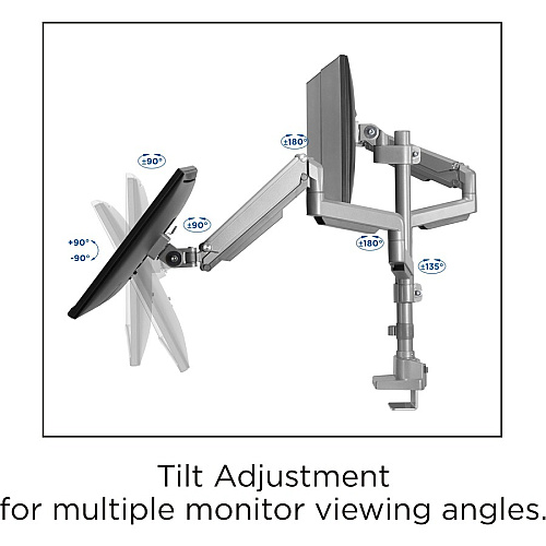 Lorell Mounting Arm for Monitor - Gray Height Adjustable - 3 Display(s) Supported - 15.40 lb Load Capacity - 75 x 75, 100 x 100 - 1 Each (LLR99804)
