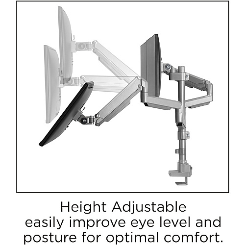 Lorell Mounting Arm for Monitor - Gray Height Adjustable - 3 Display(s) Supported - 15.40 lb Load Capacity - 75 x 75, 100 x 100 - 1 Each (LLR99804)