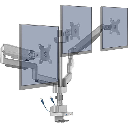 Lorell Mounting Arm for Monitor - Gray Height Adjustable - 3 Display(s) Supported - 15.40 lb Load Capacity - 75 x 75, 100 x 100 - 1 Each (LLR99804)