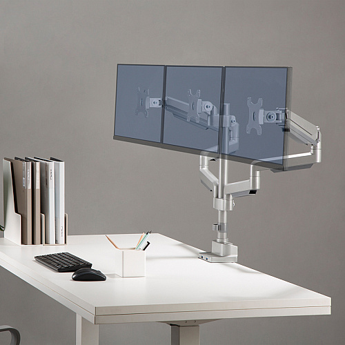 Lorell Mounting Arm for Monitor - Gray Height Adjustable - 3 Display(s) Supported - 15.40 lb Load Capacity - 75 x 75, 100 x 100 - 1 Each (LLR99804)