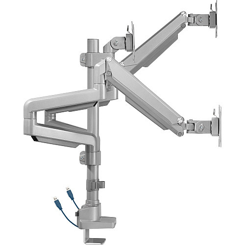 Lorell Mounting Arm for Monitor - Gray Height Adjustable - 3 Display(s) Supported - 15.40 lb Load Capacity - 75 x 75, 100 x 100 - 1 Each (LLR99804)