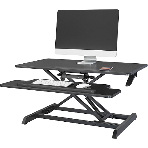 Lorell Large Monitor Desk Riser 37.40 lb Load Capacity - 19.63" Height x 35.38" Width x 19.25" Depth - Desk - Polyvinyl Chloride (PVC), Medium Density Fiberboard (MDF) - Black (LLR99555)