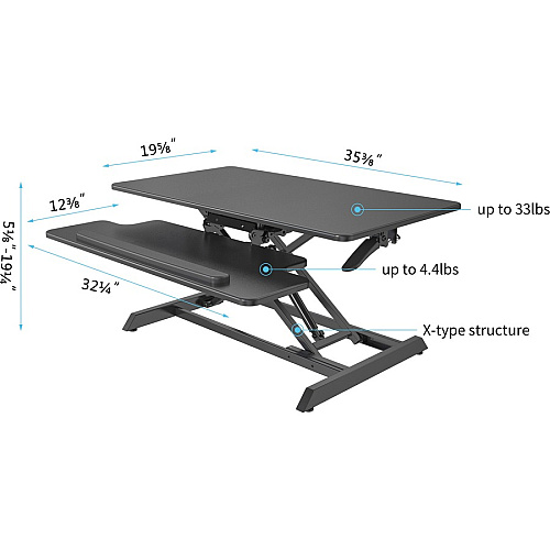 Lorell Large Monitor Desk Riser 37.40 lb Load Capacity - 19.63" Height x 35.38" Width x 19.25" Depth - Desk - Polyvinyl Chloride (PVC), Medium Density Fiberboard (MDF) - Black (LLR99555)