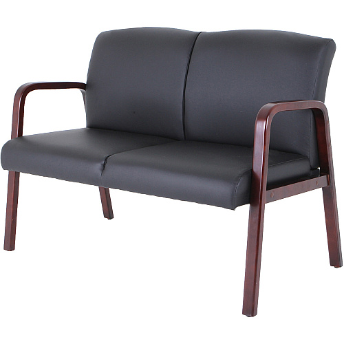 Lorell Upholstered Loveseat Wood Frame Material - Black Mahogany - Bonded Leather - Armrest - 1 Each (LLR40211)