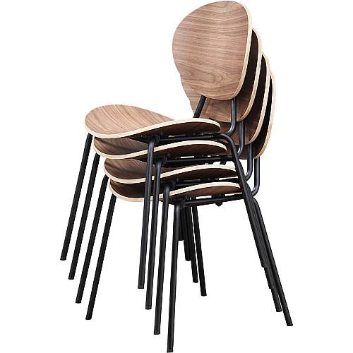 Lorell Bentwood Cafe Chairs Plywood Seat Material - Plywood Back Material - Metal, Powder Coated Steel Frame Material - Walnut - 2 / Carton (LLR42962)