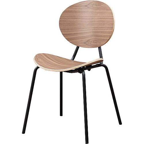 Lorell Bentwood Cafe Chairs Plywood Seat Material - Plywood Back Material - Metal, Powder Coated Steel Frame Material - Walnut - 2 / Carton (LLR42962)