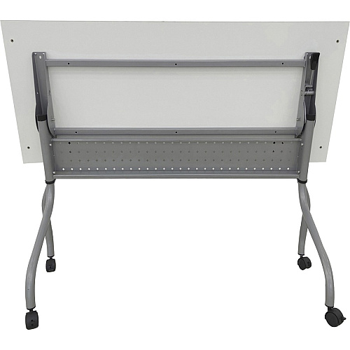 Lorell Flip Top Training Table White Rectangle Top - Silver Folding Base - 4 Legs - 23.60" Table Top Length x 48" Table Top Width - 29.50" Height - Assembly Required - Melamine Top Material - 1 Each (LLR60745)