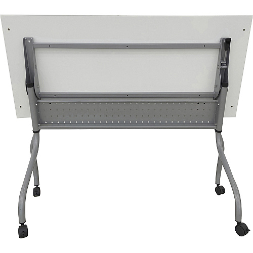 Lorell Flip Top Training Table White Rectangle Top - Silver Folding Base - 4 Legs - 23.60" Table Top Length x 48" Table Top Width - 29.50" Height - Assembly Required - Melamine Top Material - 1 Each (LLR60745)