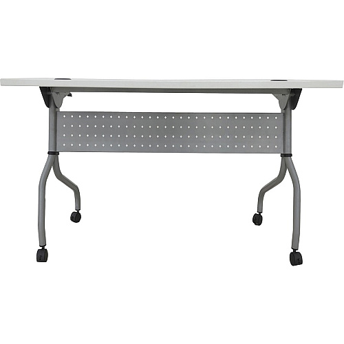 Lorell Flip Top Training Table White Rectangle Top - Silver Folding Base - 4 Legs - 23.60" Table Top Length x 48" Table Top Width - 29.50" Height - Assembly Required - Melamine Top Material - 1 Each (LLR60745)
