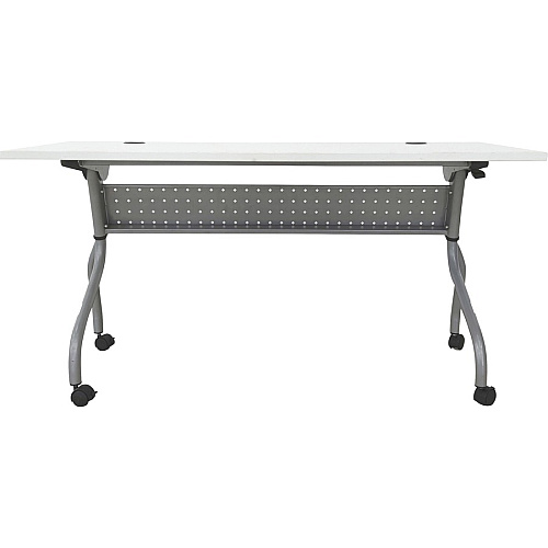 Lorell Flip Top Training Table White Top - Silver Base - 4 Legs - 23.60" Table Top Length x 60" Table Top Width - 29.50" Height - Assembly Required - Melamine Top Material - 1 Each (LLR60744)