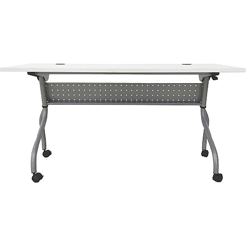 Lorell Flip Top Training Table White Top - Silver Base - 4 Legs - 23.60" Table Top Length x 60" Table Top Width - 29.50" Height - Assembly Required - Melamine Top Material - 1 Each (LLR60744)