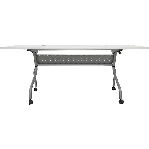 Lorell Flip Top Training Table White Top - Silver Base - 4 Legs - 23.60" Table Top Length x 72" Table Top Width - 29.50" Height - Assembly Required - Melamine Top Material - 1 Each (LLR60743)