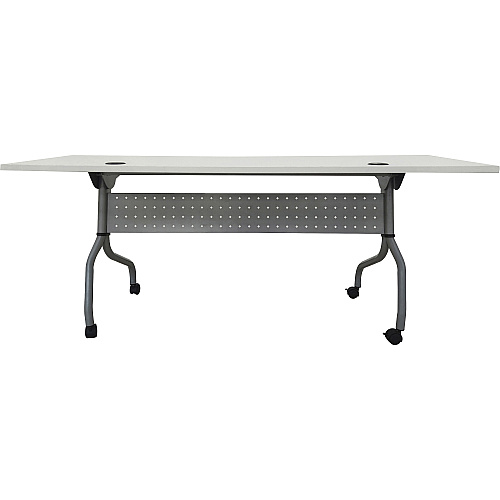 Lorell Flip Top Training Table White Top - Silver Base - 4 Legs - 23.60" Table Top Length x 72" Table Top Width - 29.50" Height - Assembly Required - Melamine Top Material - 1 Each (LLR60743)