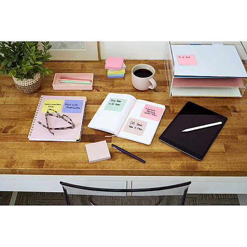 Post-it&reg; Greener Dispenser Notes 3" Flag/Note Width x 3" Flag/Note Length - Square - 100 Sheets per Pad - Positively Pink, Fresh Mint, Moonstone - Paper - Self-stick, Removable, Recyclable, Pop-up, Residue-free, Eco-friendly - Recycled -  (R330RP18CP)