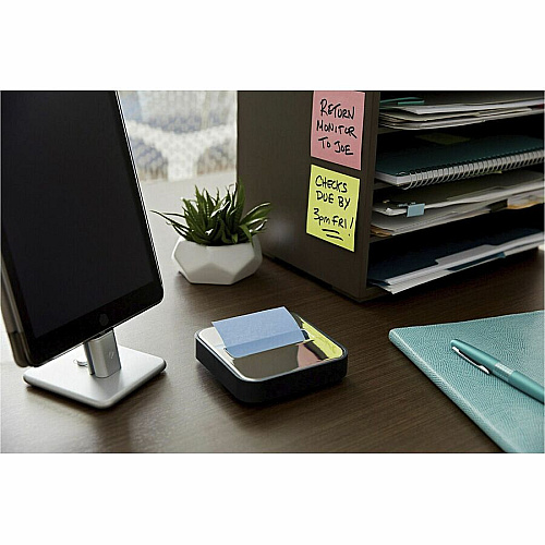 Post-it&reg; Greener Dispenser Notes 3" Flag/Note Width x 3" Flag/Note Length - Square - 100 Sheets per Pad - Positively Pink, Fresh Mint, Moonstone - Paper - Self-stick, Removable, Recyclable, Pop-up, Residue-free, Eco-friendly - Recycled -  (R330RP18CP)