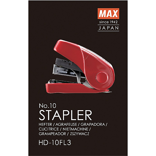 MAX Flat Clinch Mini Stapler Staples Upto 25 Sheet - Red - 1 Each (HD10FL3RD)