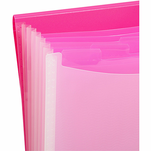 Smead Letter Expanding File 8 1/2" x 11" - 7 Pocket(s) - 6 Divider(s) - Pink, Clear - 1 Each (70874)