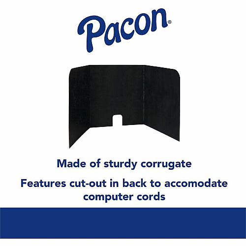 Pacon Computer Lab Privacy Board 22" Width x 22" Height x 20" Depth - Corrugated Cardboard - Black - 4/Pack - 6 / Carton (P3795)