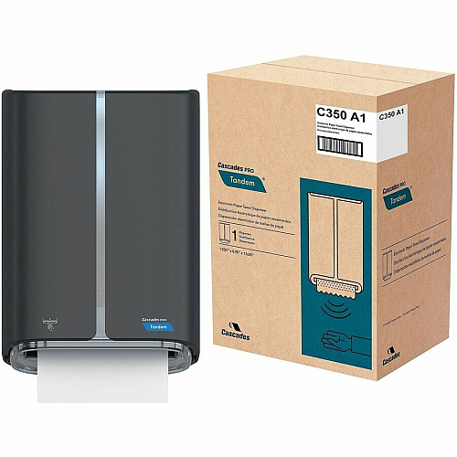 Cascades PRO Tandem Touchless Electronic Towel Dispenser, PRO, Gray Roll Dispenser - 16.6" Height x 11.5" Width - Plastic - Gray - Touch-free, Jam Resistant - 1 Each (C350)