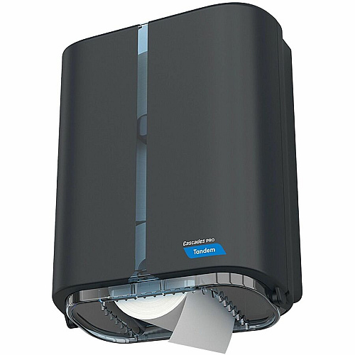 Cascades PRO Tandem Jumbo Toilet Paper Dispenser, Single Roll Touchless, Roll Dispenser - 1 x Roll - 13.8" Height x 10.8" Width x 5.6" Depth - Dark Gray - Hygienic, Jam Resistant - 1 Each (C382)