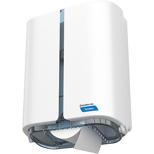 Cascades Tandem Jumbo Toilet Paper Dispenser, Single Roll (C382) Touchless, Roll Dispenser - 1 x Roll - 13.8" Height x 10.8" Width x 5.6" Depth - White - Hygienic, Jam Resistant - 1 Each (C383)