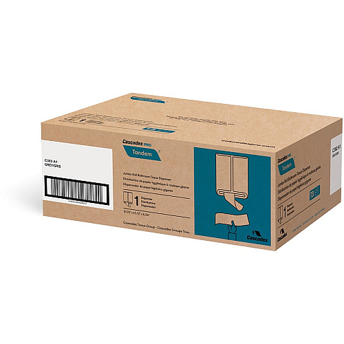 Cascades Tandem Jumbo Toilet Paper Dispenser, Single Roll (C382) Touchless, Roll Dispenser - 1 x Roll - 13.8" Height x 10.8" Width x 5.6" Depth - White - Hygienic, Jam Resistant - 1 Each (C383)