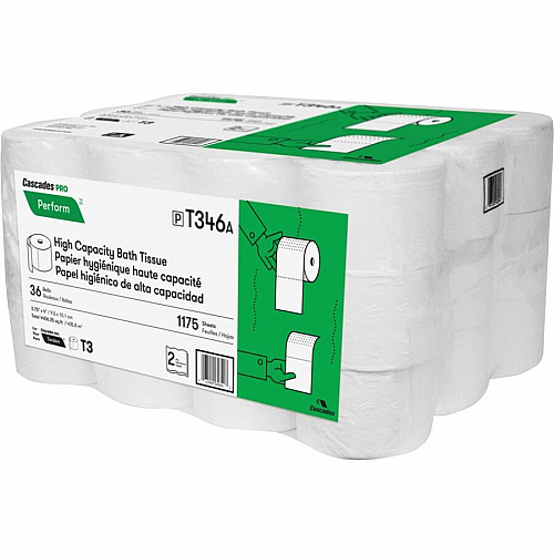 Cascades Tandem Bathroom Tissue 2 Ply - 1175 Sheets/Roll - 1 3/16" Core - 36 Rolls Per Container - 36 / Carton (T346)